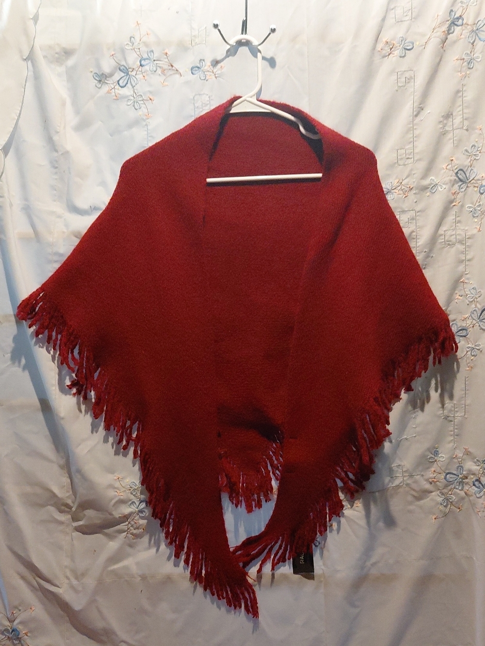 Rachel Zoe Crimson Fringe Poncho Wrap